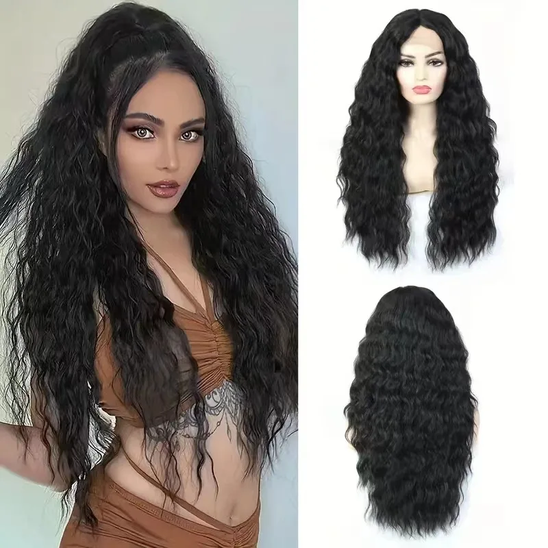 

Европейский и американский новый длинный волнистый парик с кудрями, натуральный и реалистичный, из синтетического волокна, на всю голову