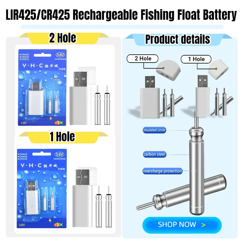 

NEW USB Rechargeable Fishing Float Bright Luminous Bobber for Night Fishing 1Hole 2Hole Electric Fishing Tackle Glow Buoy