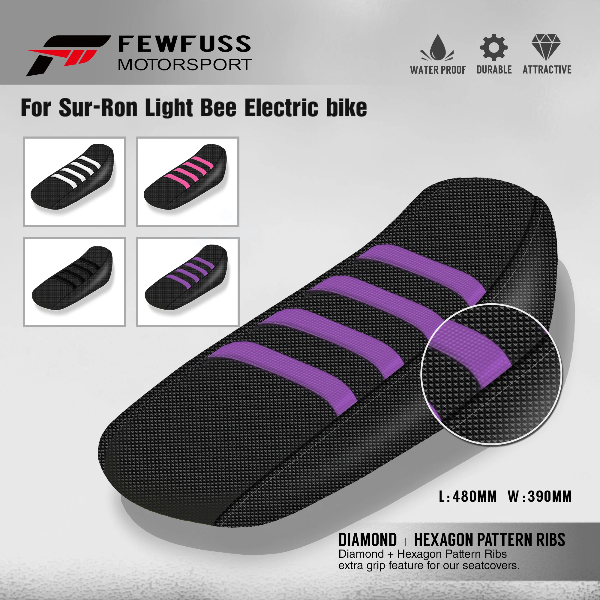 Fewfuss capa de assento macia com pinça de borracha canelada para surron sur-ron lightbee light bee x s veículo elétrico off-road ebike