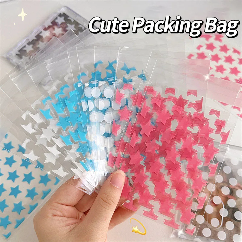 50/10pcs Plastic Transparent Packing Cellophane Bag Polka Dot Candy Cookie Gift Bag DIY Self Adhesive Pouch Candy Bags for Party