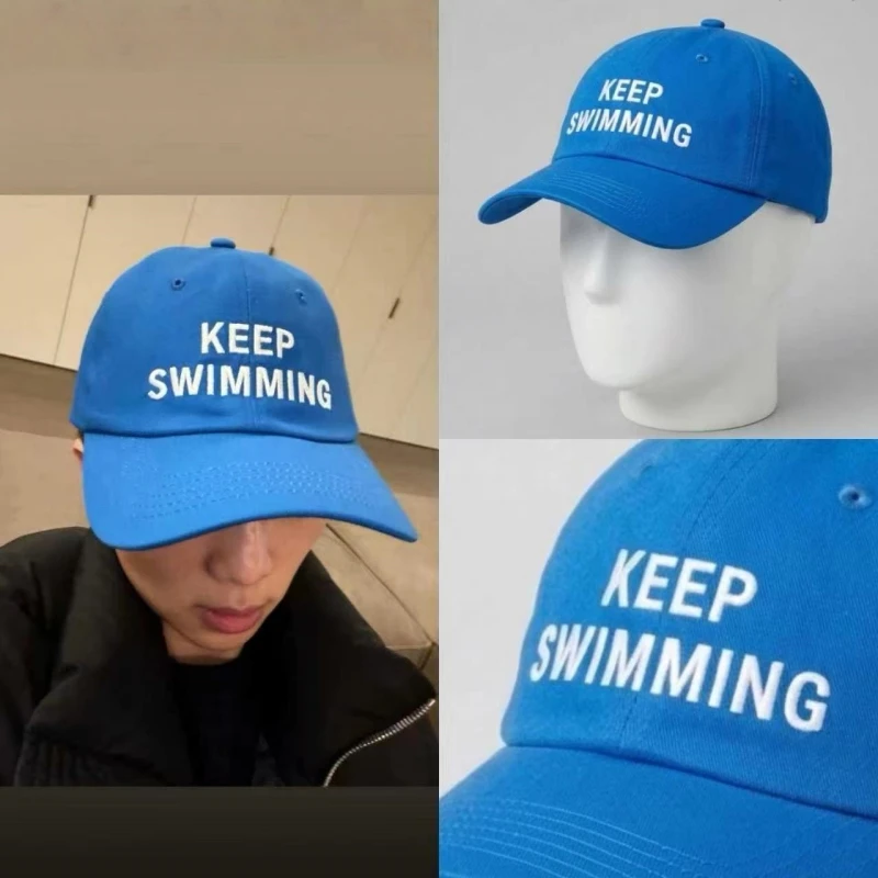 BT keep Swimming New Letter Embroidery Baseball Caps For Men And Women Fashionable Sunscreen Soft Top Hat Duckbill Cap view 2