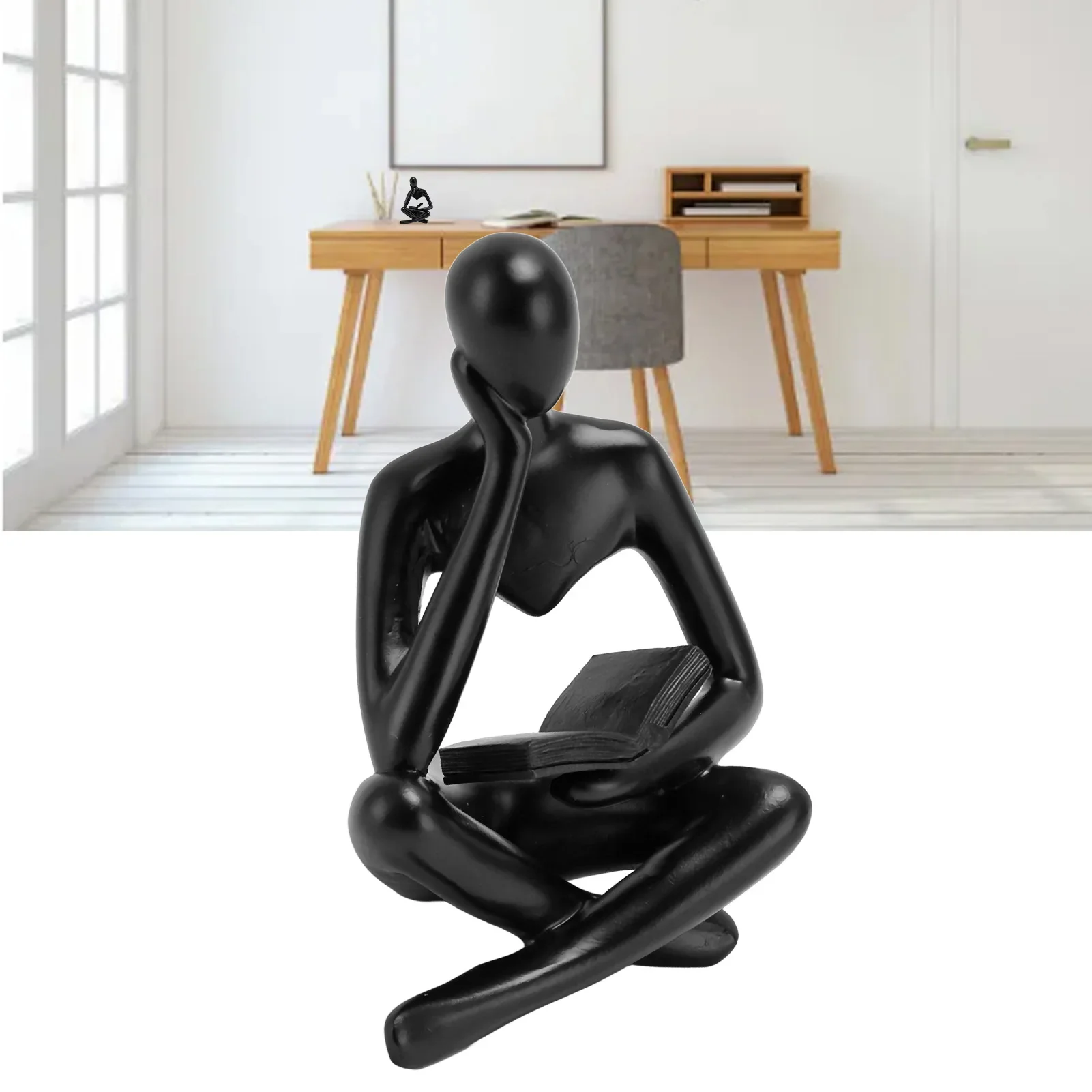 

Thinker Reading Statue Creative Resin Sitting Figure Abstract Art Ornaments For Living Room Cabinet Home Decoration