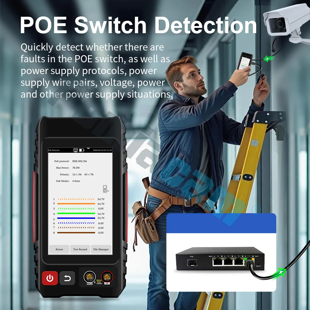 All-in-One Network Cable Tester, TDR, POE Detector, Digital Multimeter & Fiber OPM/VFL LT-600T