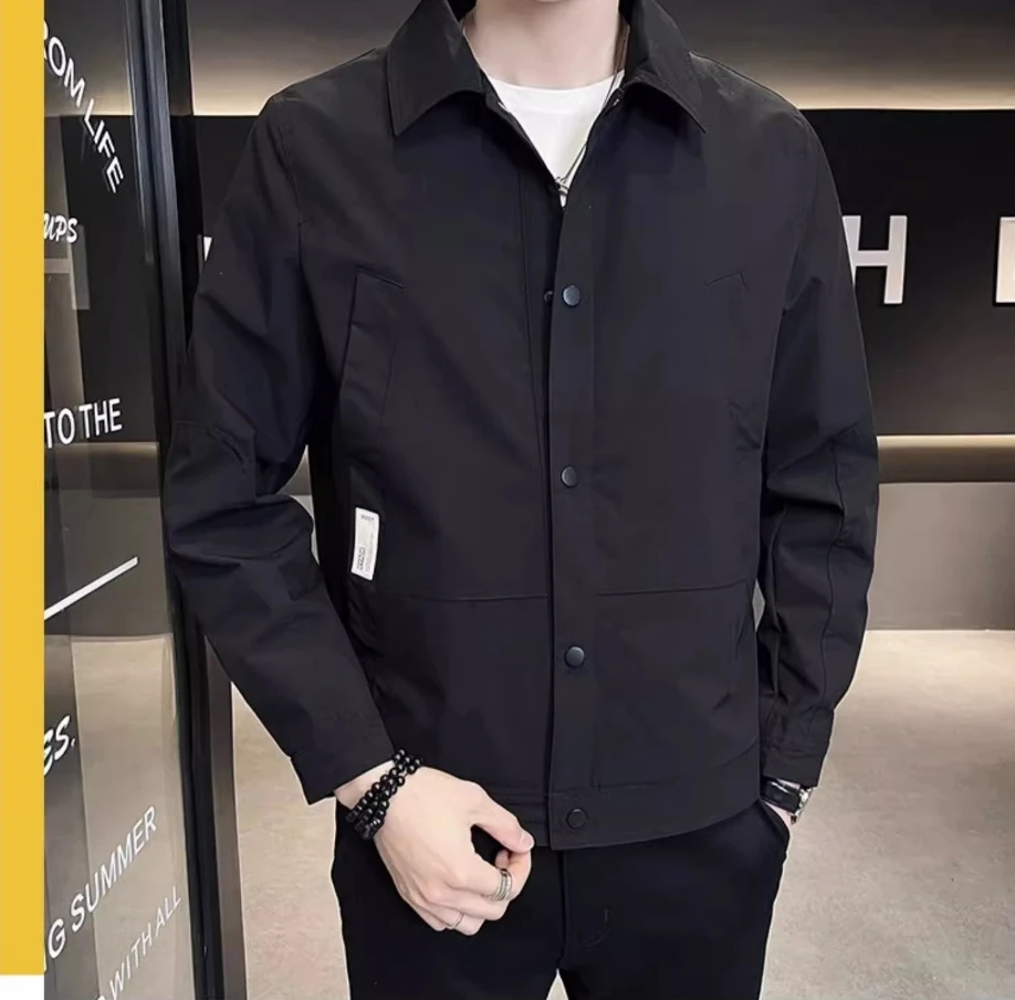 2024 Men's pure color simple all match fashion slim slim jacket early autumn thin business casual jacket