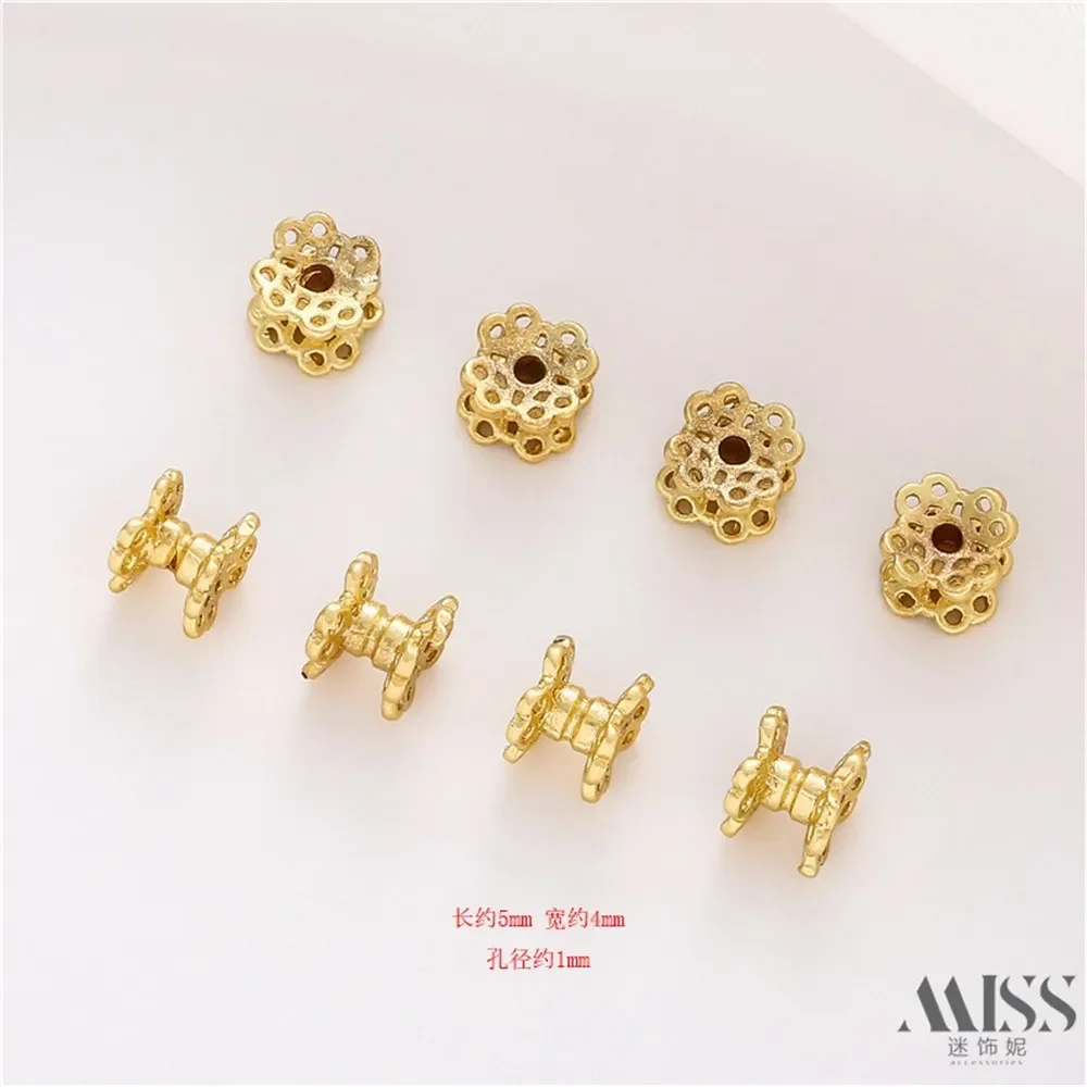 18K goud omwikkeld kleur mat goud dubbelzijdig bloemenbakje kralenbakje DIY handgemaakte kralen armband ketting sieraden accessoires