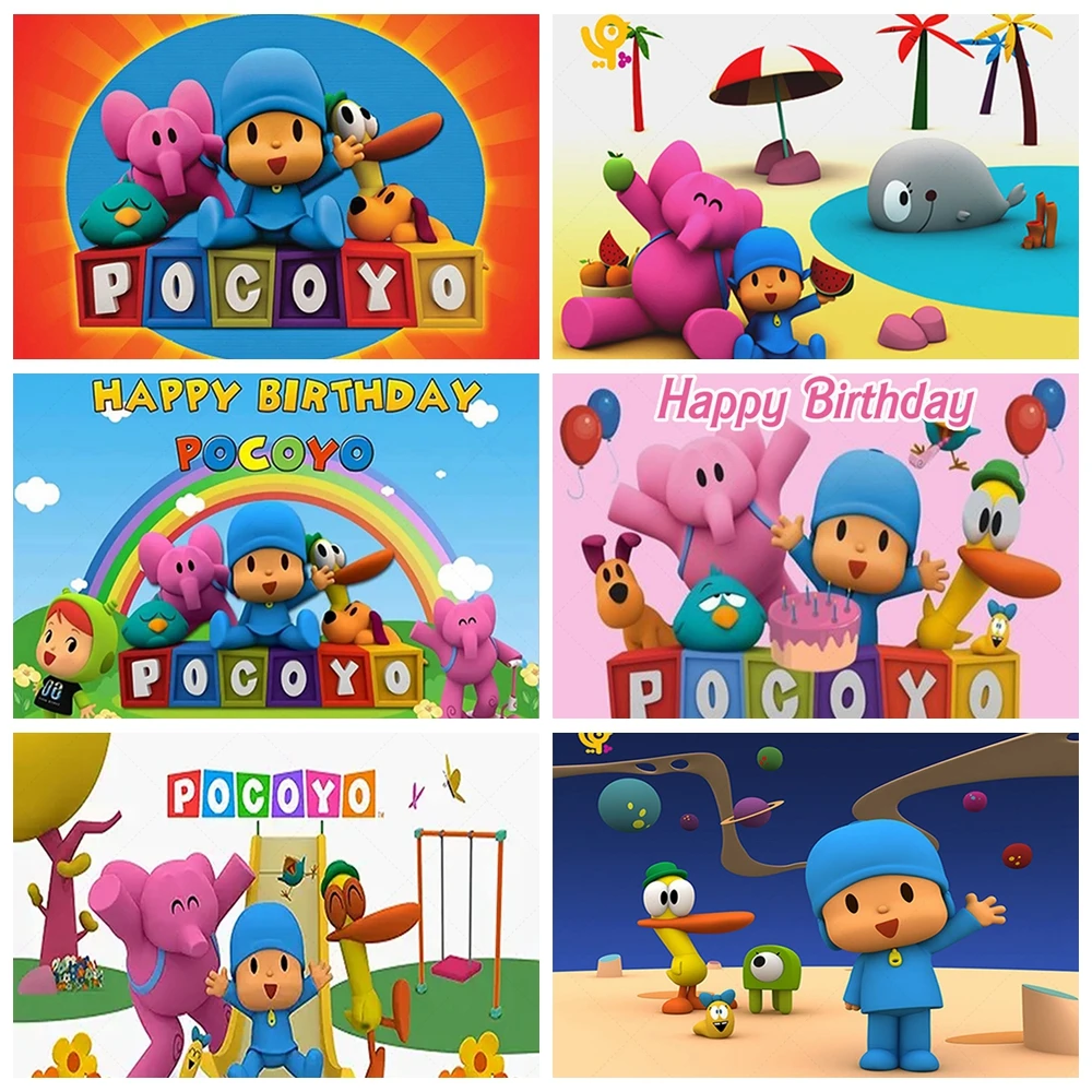 

Blue Pocoyoed Theme Birthday Party Baby Shower Decoration Background Children Cartoon Game Poster Photo Studio Customized Props