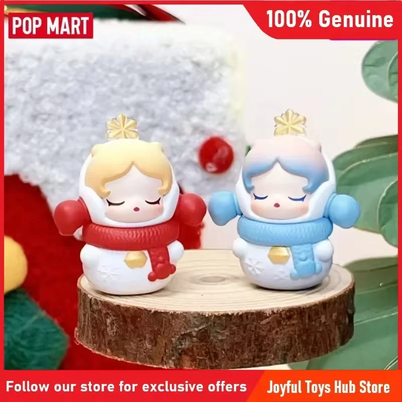 Original POP MART Christmas Party Series Pop Bean Kid Collectible Birthday Gifts Cute Mini Desktop Ornament Model Blind Box Toys