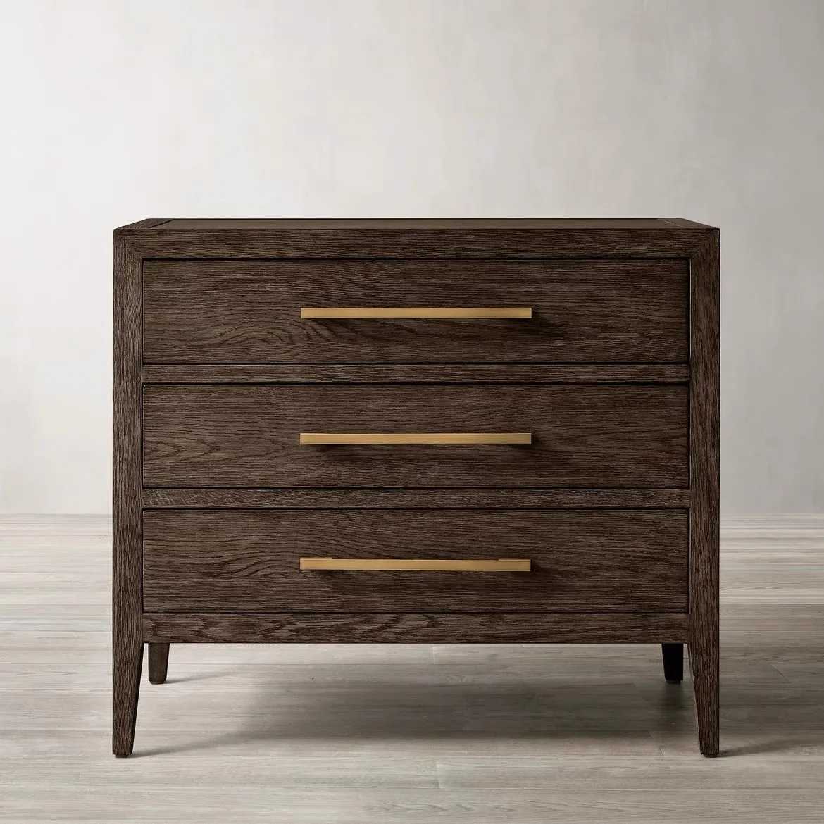 American solid wood bedside table, French retro old carved bedside storage all solid wood bedside table