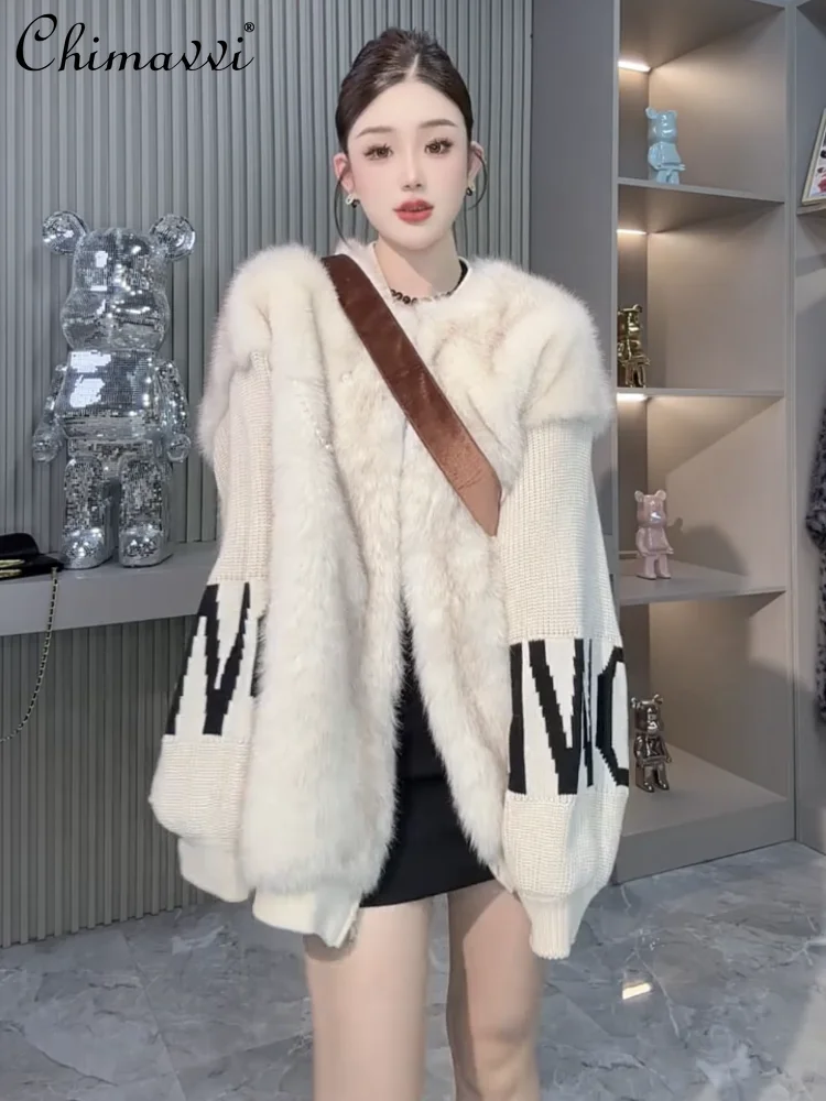 2025 Autumn Winter New Fashion Sheepskin Coat Women Heavy Long Sleeve Warm Elegant Mid-length Faux Wool Fur Baseball Jacket