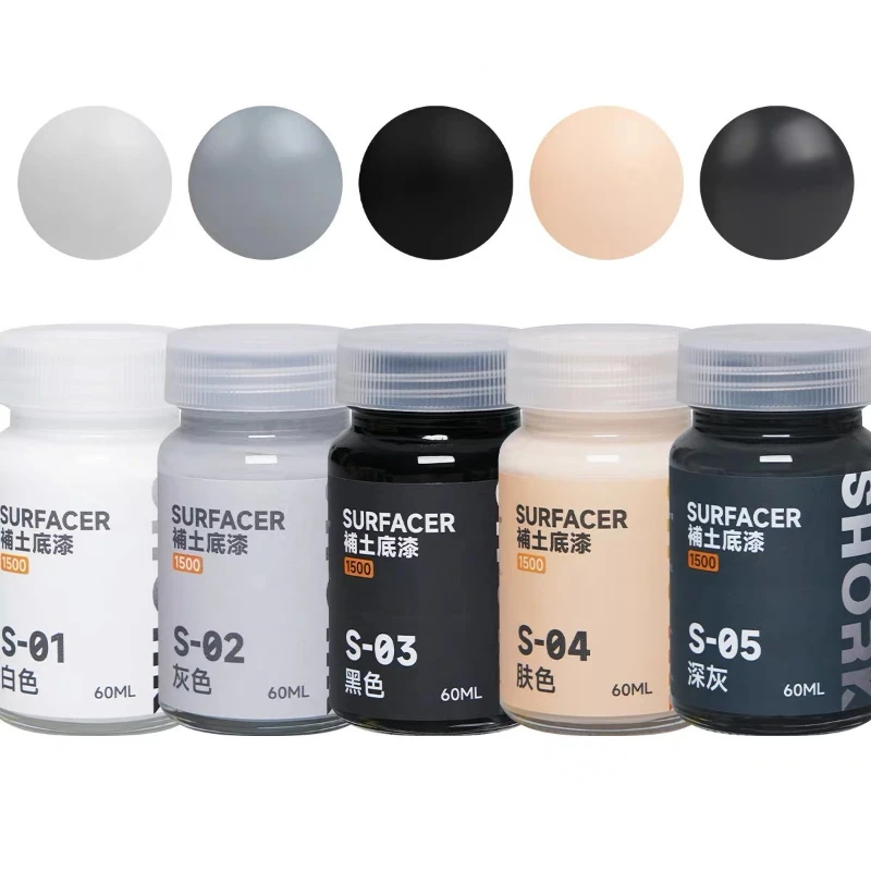 SHORK Oil-Based Surfacer Primer Raw Slurry 60ml 1500 Mesh Fine Base Coat for GK Resin Figure Military Vehicle Model Coloring