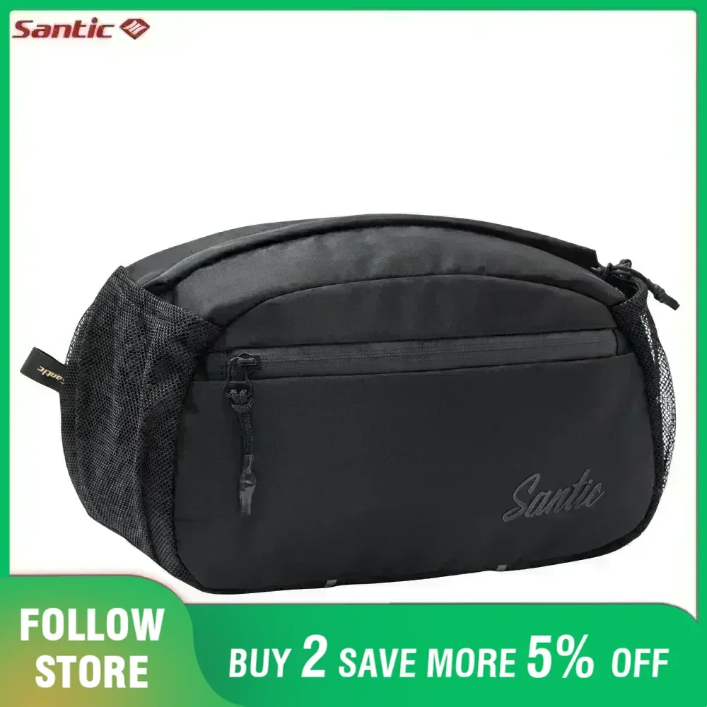 Santic Cycling Waist Bag Mens Outdoor Reflective Waterproof Adjustable Multi-pockets Gym Sports Bag Phone Storage Shoulder Bag