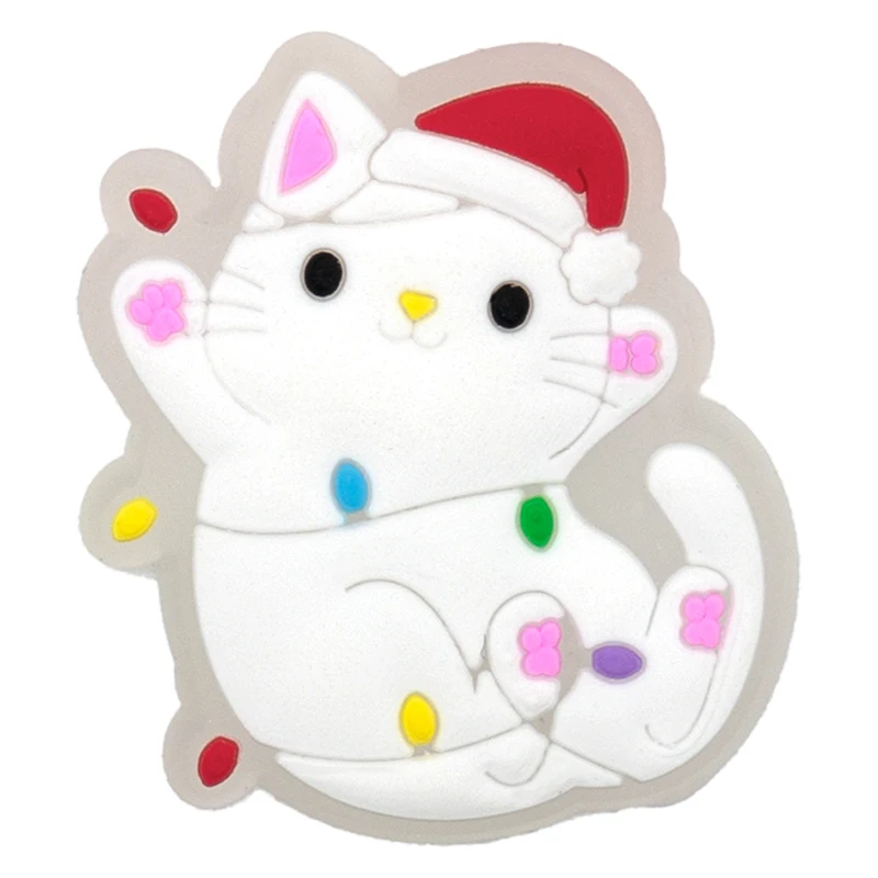 1-5 قطعة عيد الميلاد الجديد LED الأحذية السحر ، لطيف سانتا كلوز القط والكلب دبوس اكسسوارات للصنادل ، قباقيب الأحذية مشبك هدايا عيد الميلاد