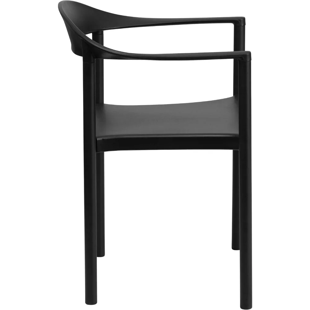 1000 lb. Capacity Black Plastic Cafe Stack Chair | Durable & Lightweight Seating for Events, Cafes, and Outdoor Use