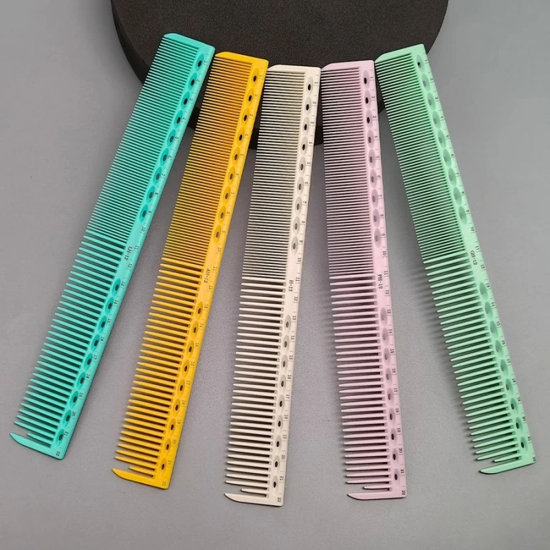 Haar Schneiden Kamm Mit Skala Cyan Gelb Lineal Haarschnitt Kämme Friseur Friseur Haarbürste Salon Styling Werkzeuge Y0521 – Detail 3