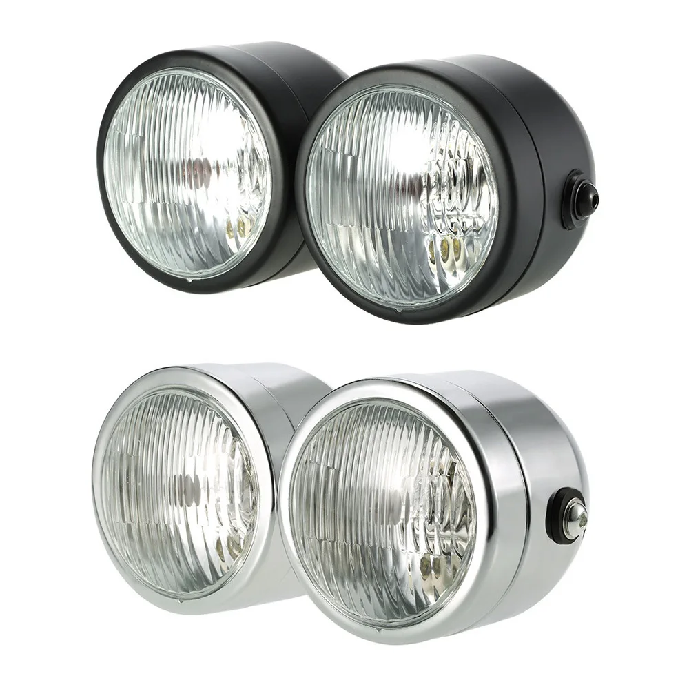 Универсальная двойная фара H4 для мотоцикла, двойная двойная лампа для Harley Softail Dyna Fat Boy FLSTF Cafe Racer Chopper Custom Bobber