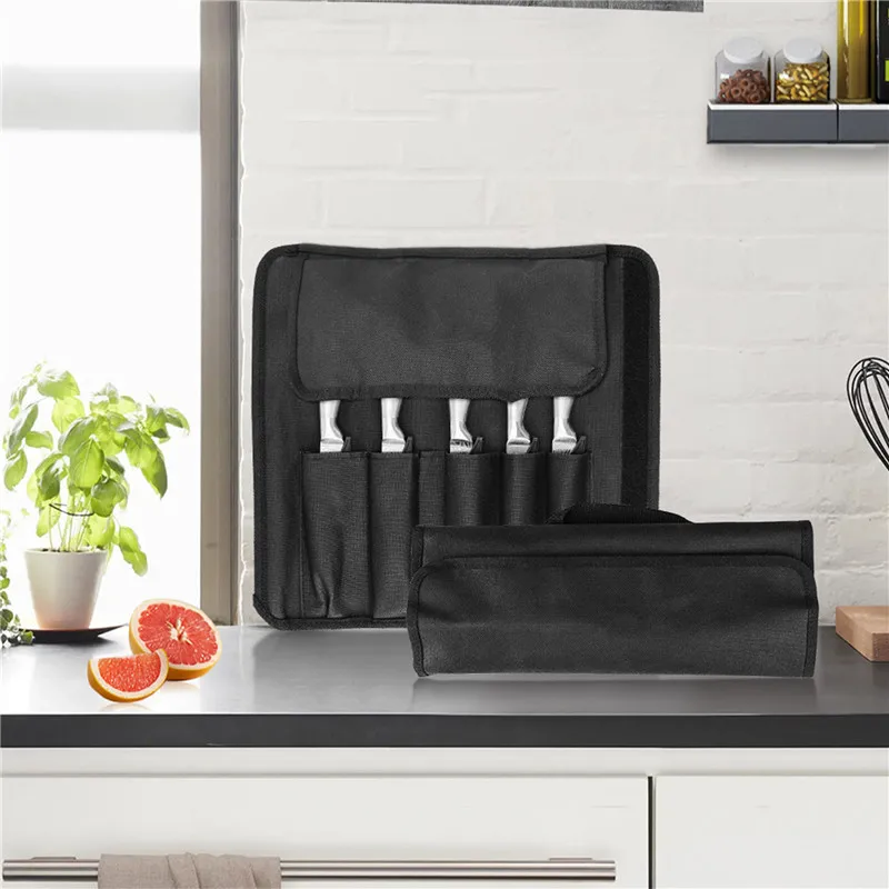 Portable Chef Knife Roll Bag Waterproof Oxford Cloth Chef Knife Case Kitchen/Outdoor Stainless Steel Storage Tools