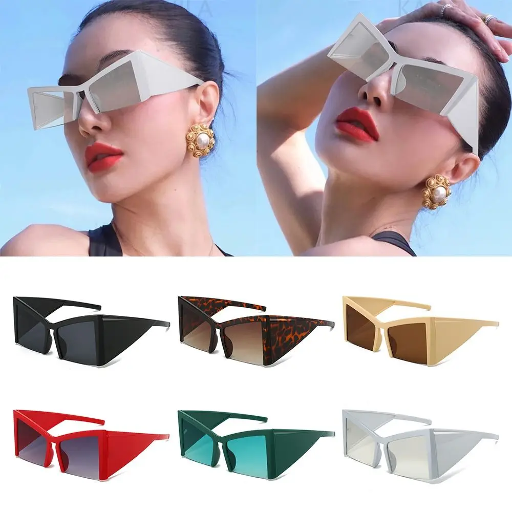 

Wide Leg Semi-Rimless Cat Eye Sunglasses Trendy Big Frame Oversized Square Sunglasses Eyewear for Women & Men