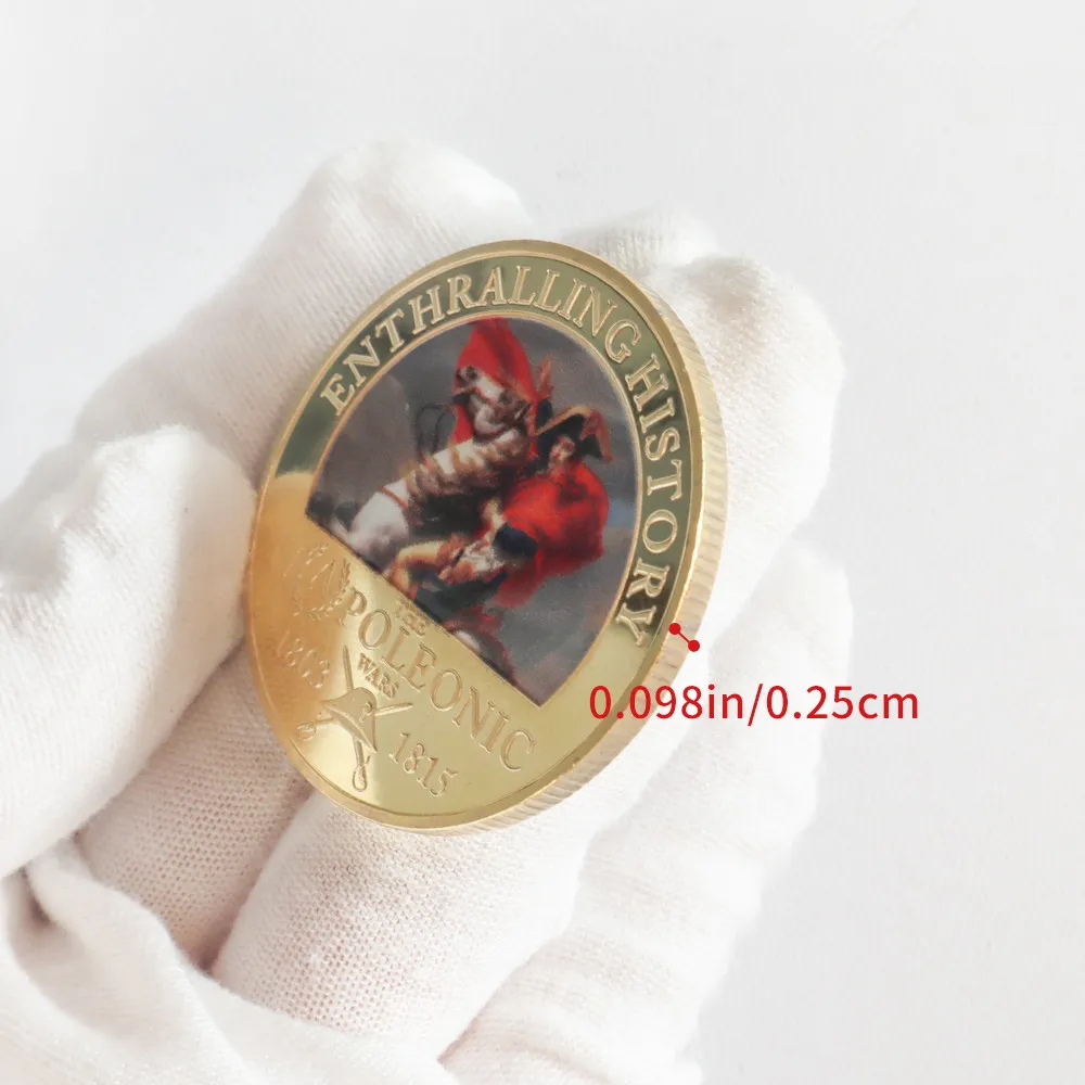 5pcs Napoleonic Wars 1803-1815 Commemorative Coin Set Napoleon Bonaparte Gold Plated Collectible Historical Photo Coins