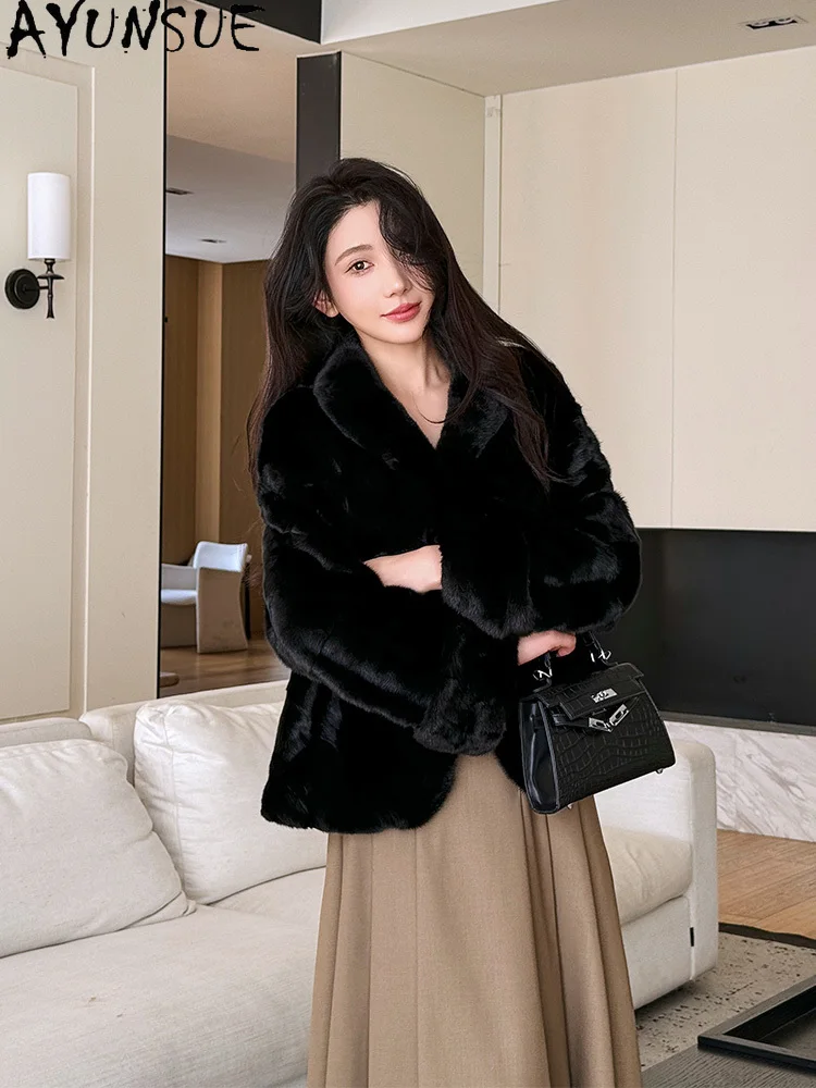 AYUNSUE 천연 밍크 모피 자켓 여성 2025 여성을위한 새로운 우아한 리얼 모피 자켓 의류 고품질 겨울 Шуба Женская