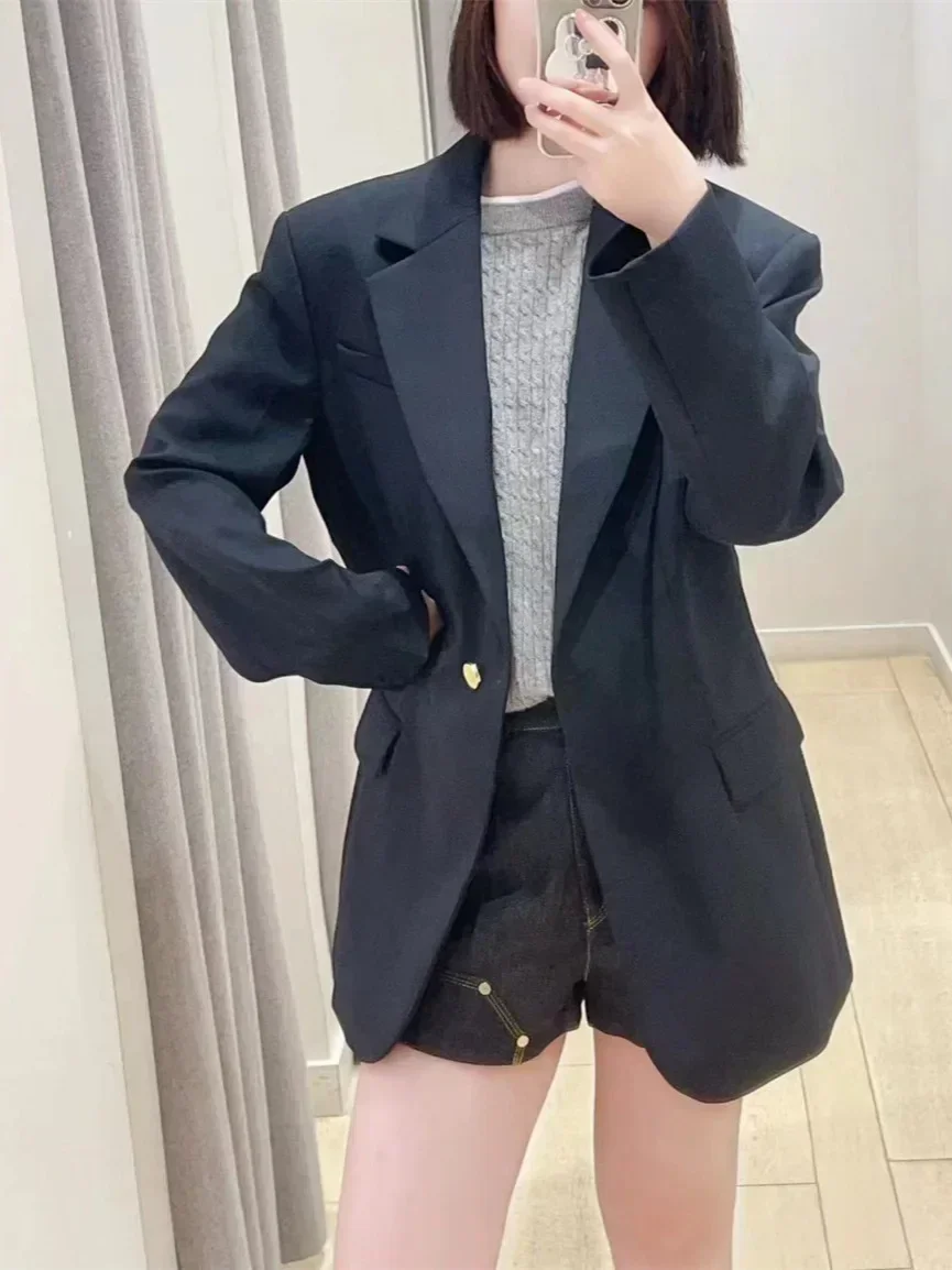 

Women French Commuting Suit Shoulder Pad Singe Button Jacket or Simple Wide Leg Straight Leg Pants or Shorts Skirt