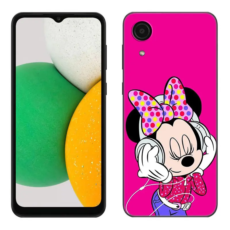 Cute M-Minnie Phone Case For Samsung Galaxy A01 A03 Core A04 E A02 A05 A10 A20 A21 A30 A50 S A6 A8 Plus A7 2018 Black Cover