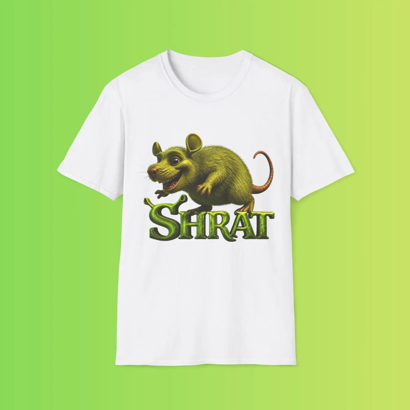 Shrat Rat Meme T-Shirt, lustiges Parodie-Tier-Top, Vintage-Look, gewaschen, atmungsaktiv, Streetwear, vielseitiges Design, leicht modisch.