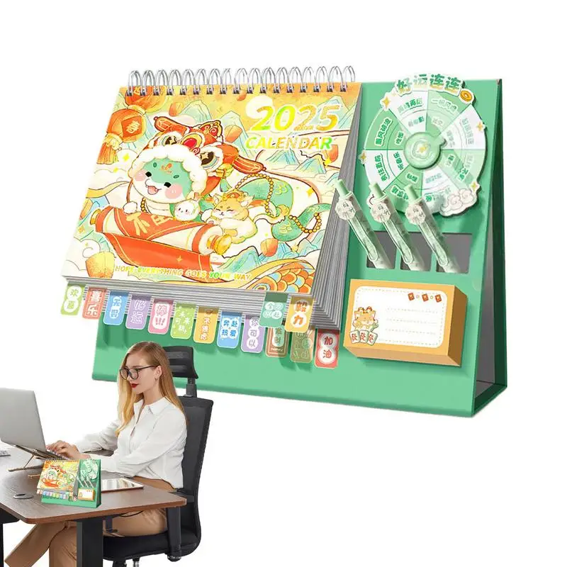 Standing Flipping Desktop Calendar 12 Month Desk Top Calendar Portable Desk Decorations Funny Academic Year Standing Desk