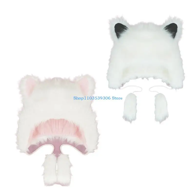 400A إيرفلاب قبعة الدببة الضخمة قبعة صغيرة فو الفراء الدب الأذن قبعة أفخم القط الأذن قبعة