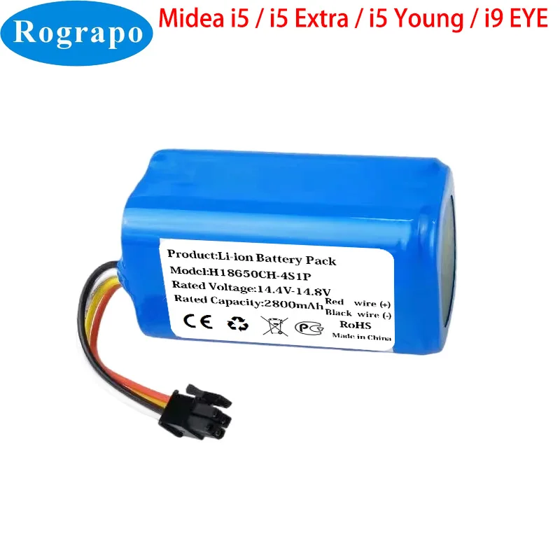 New 14.4V 2800mAh Li-ion Battery For Midea i5 / i5 Extra / i5 Young / i9 EYE Robot Vacuum Cleaner