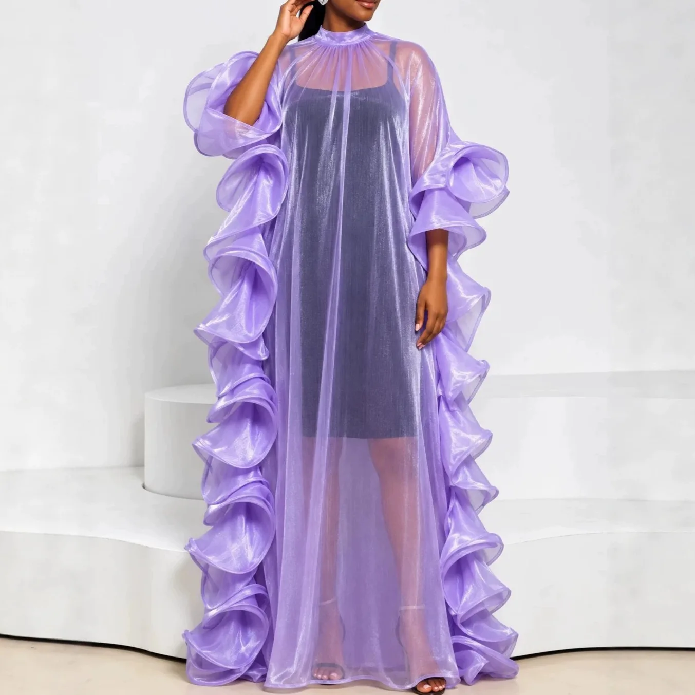 2 Piece Dashiki African Dresses for Women Summer Fashioni African Long Sleeve Polyester Long Maxi Dress With Inner Ankara Dress