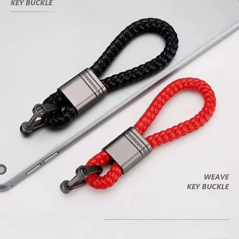 Car Keychain Key Ring Woven Lanyard Durable Anti-Lost Universal Fit For SUV Truck Sedan Auto Interior Accessories