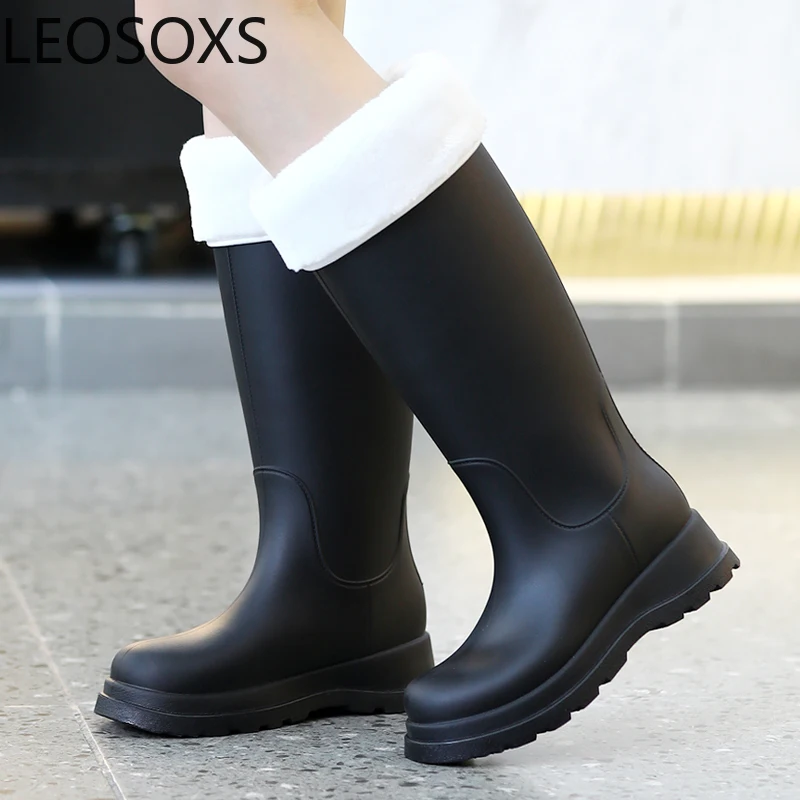 Rain Boot Woman Round Toe Low Tops Womans Kitchen Shoes Water Proof Velvet Thickening Wear-resistant Work Shoe Women Non-slip