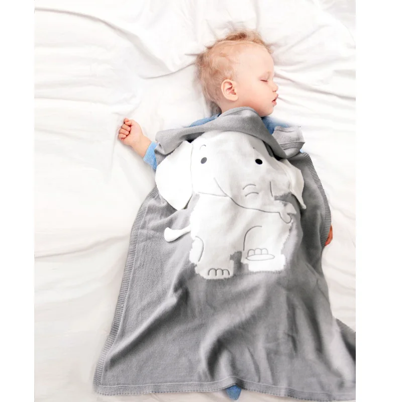 

New Elephant Blanket for Newborn Three-dimensional Ears Knitted Baby Duvet Cover Quilted Beach Mat Babies Accessories Newborn