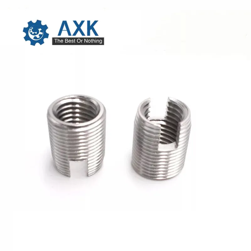 20pcs Stainless Steel M6 Self Tapping Thread Insert Screw Bushing M6*1.0*14mm 302 Slotted Type Wire Thread Repair Insert