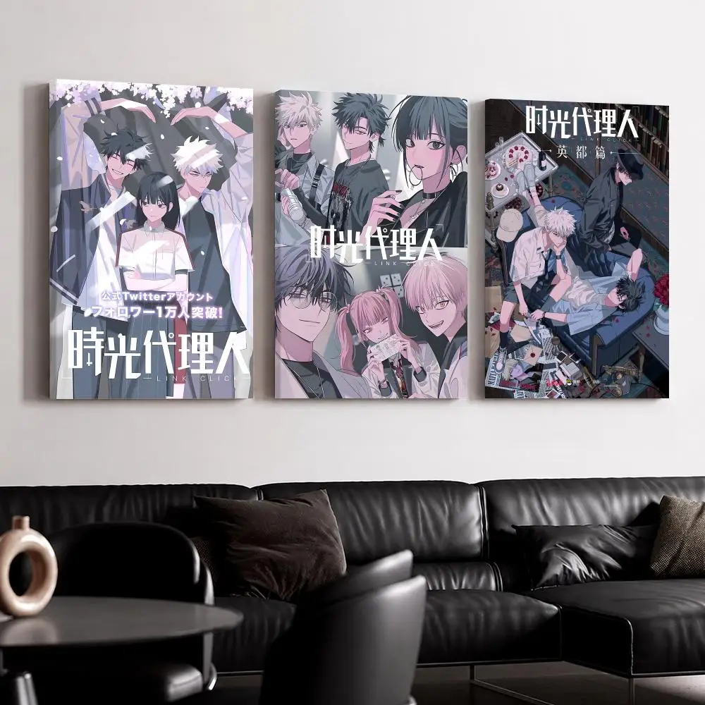 Anime L-Link C-Click Framed Wall Painting Canvas Poster Ready to Hang Wall Art for Bedroom Living Room Home Decor Gift