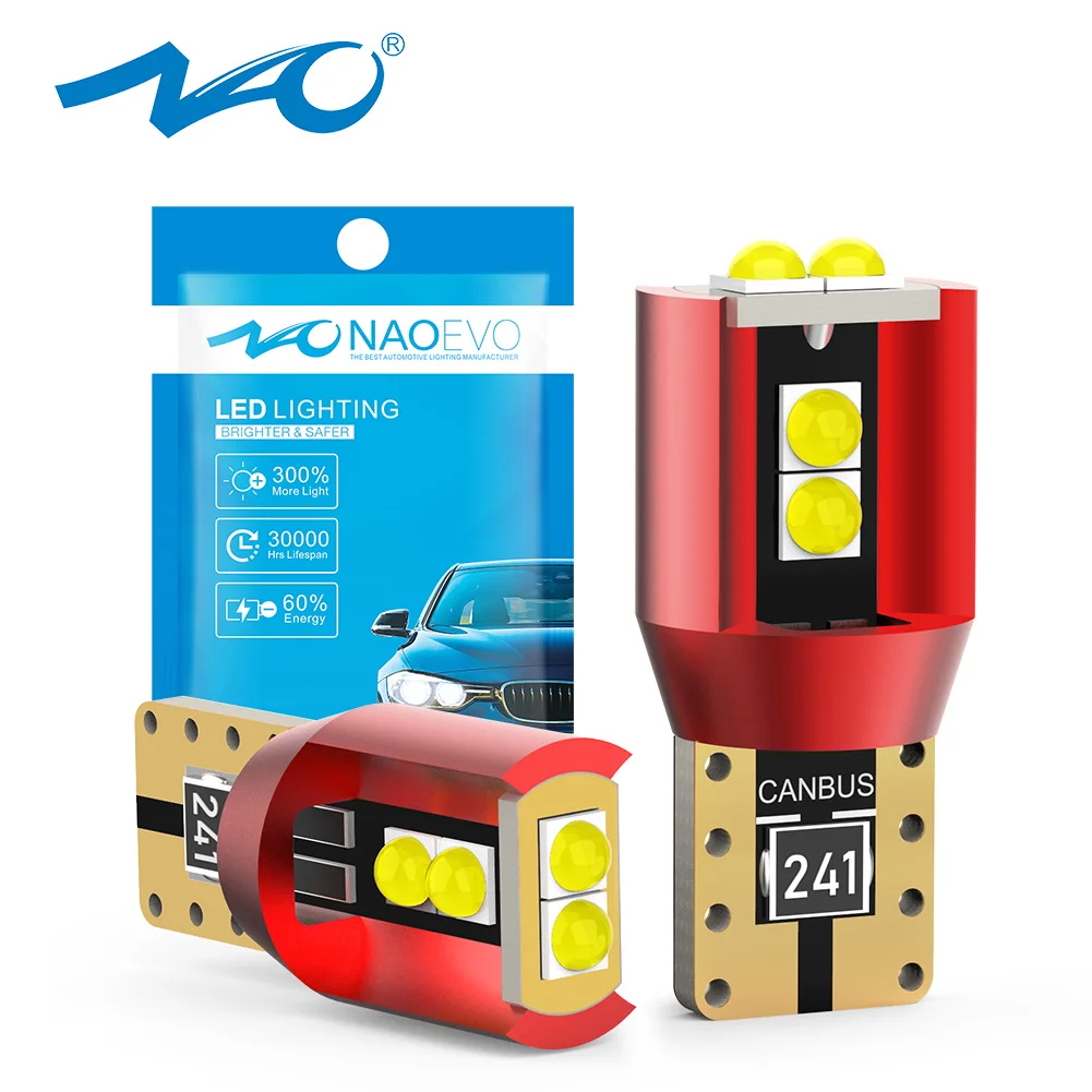 

NAO 2x W5W LED T10 Super Bright 2.7W 5W5 194 168 Interior Lights For Car 12V WY5W Auto Side Marker Dome Wedge Parking Bulbs