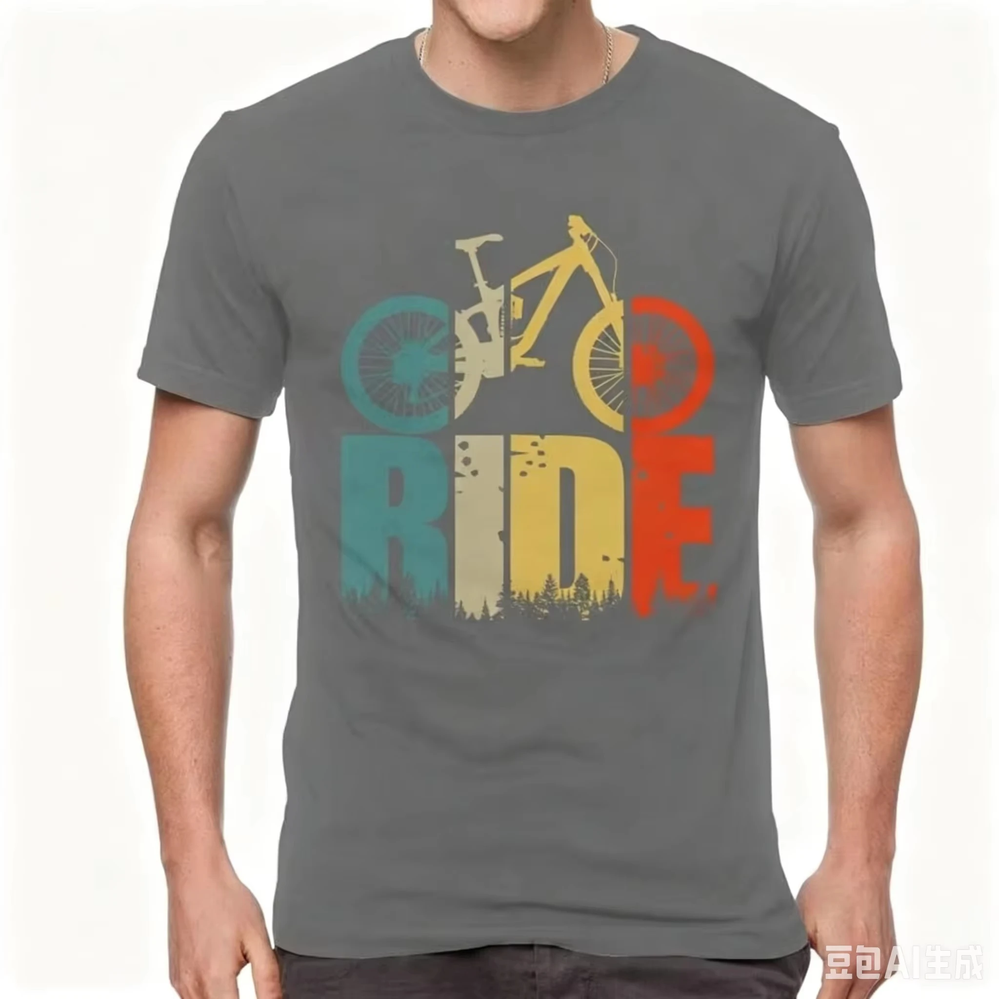 Vintage Ride MTB T-Shirt Mountainbike Grafik Kurzarm Schnelltrocknend Lässiges Outdoor-Rad-T-Shirt Familien-Matching-Outfits – Detail 6