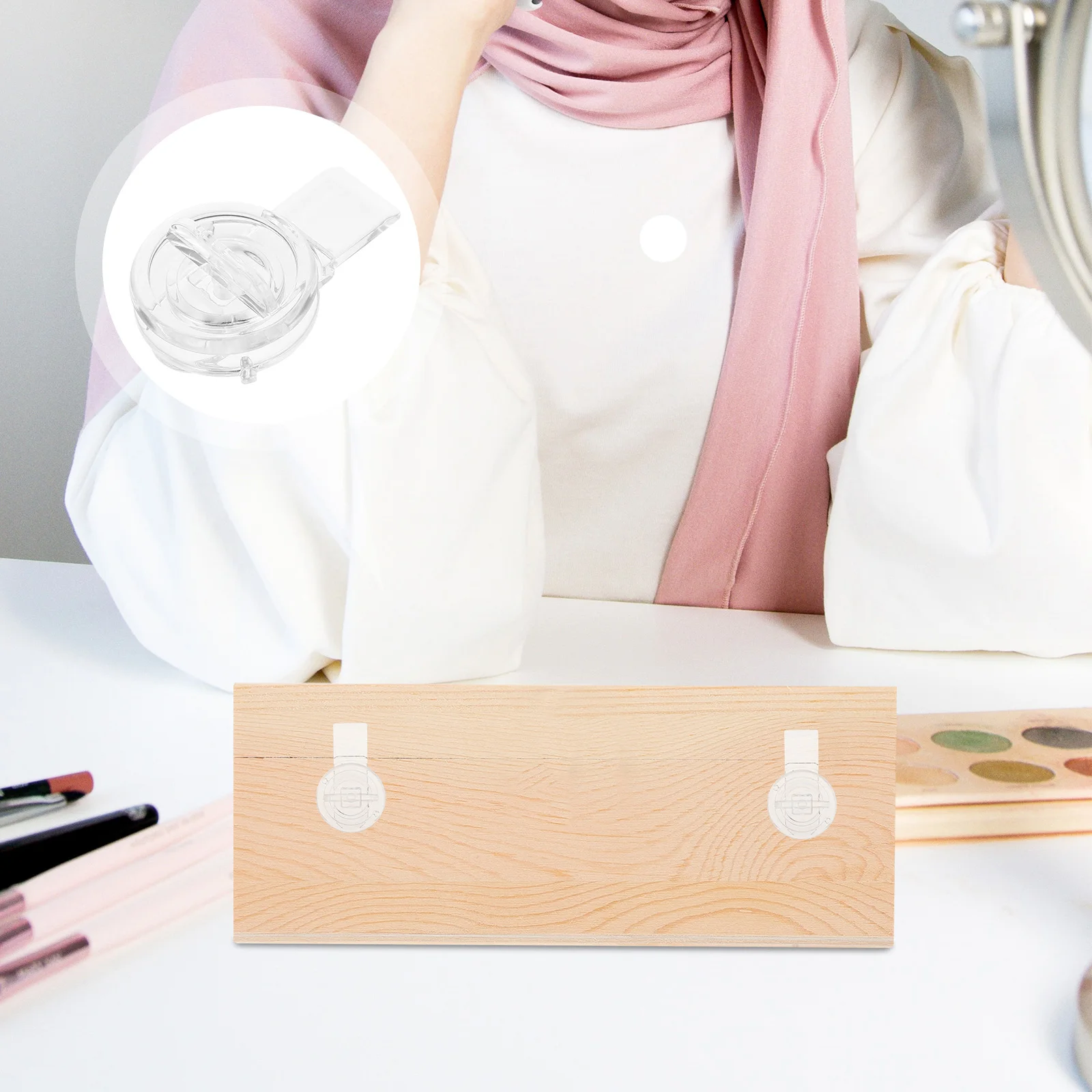 5pcs Acrylic Latch Transparent Hasp Sturdy Wooden Buckle Closure Lock Fastener For Home Office Storage Boxes,