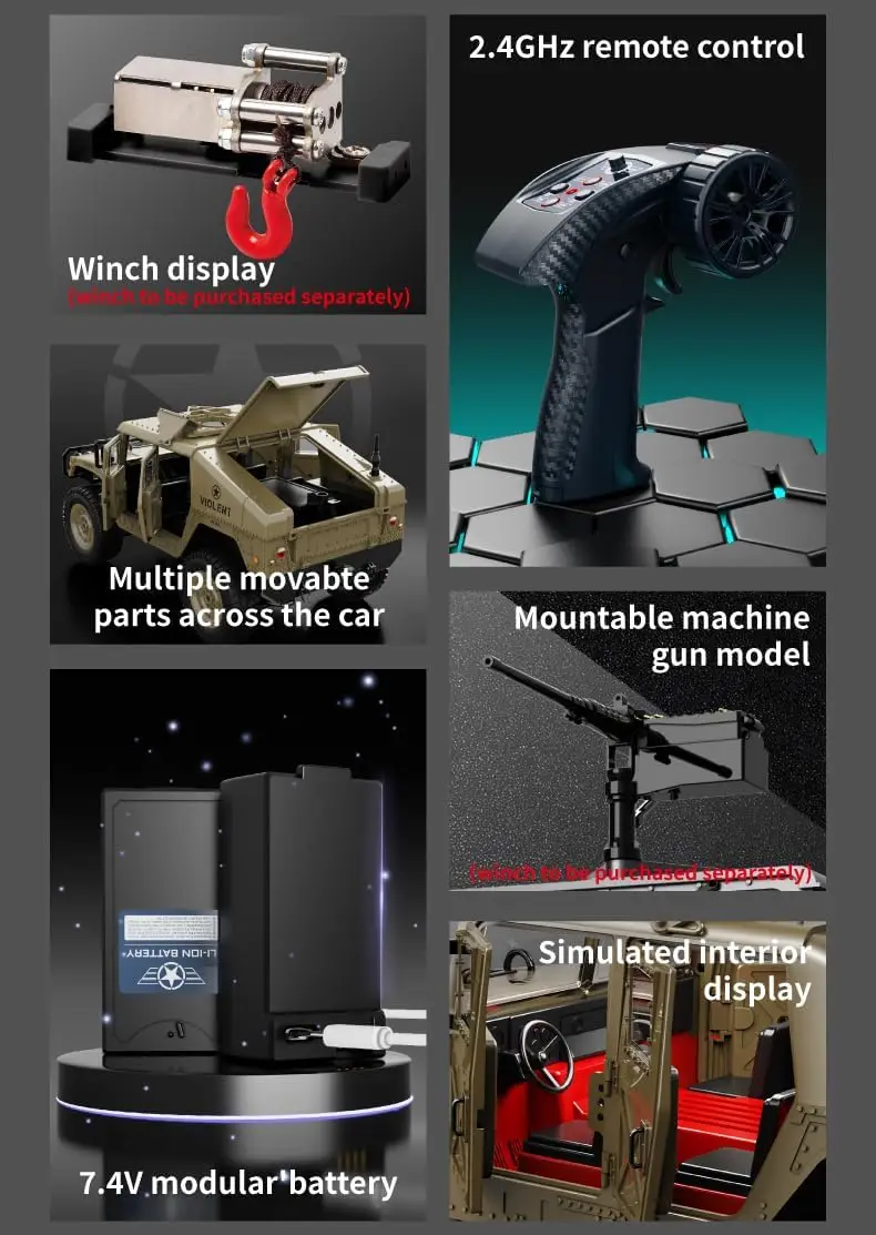 RC car Model Remote Control Climbing car C8835 All Terrain Off-Road Vehicle Military Truck Model Multifunctional with Hook Simul