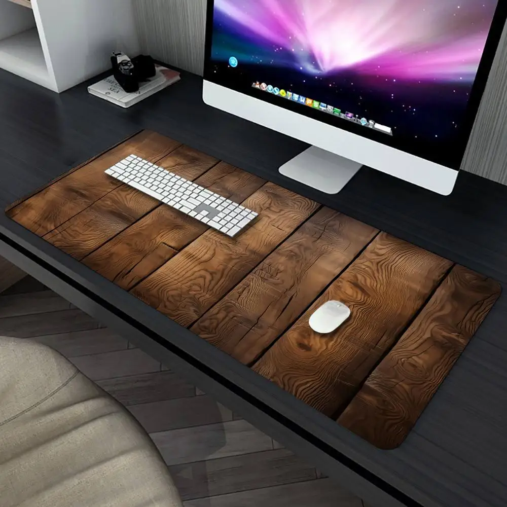 Vintage Wood Grain Large Mouse Pad Non‑Slip Rubber Desk Mat Retro Wooden Plank Pattern Keyboard Mouse pad For Office Gaming Desk