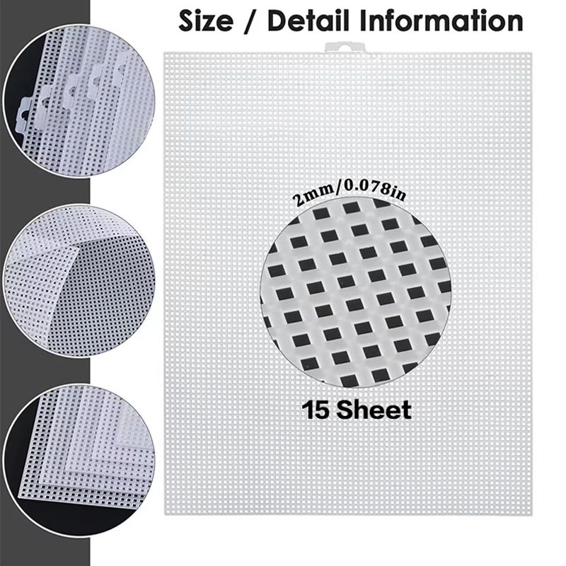 4 PCS Count Plastic Mesh Canvas Sheets For Embroidery Acrylic Yarn Crafting Knit Crochet Projects