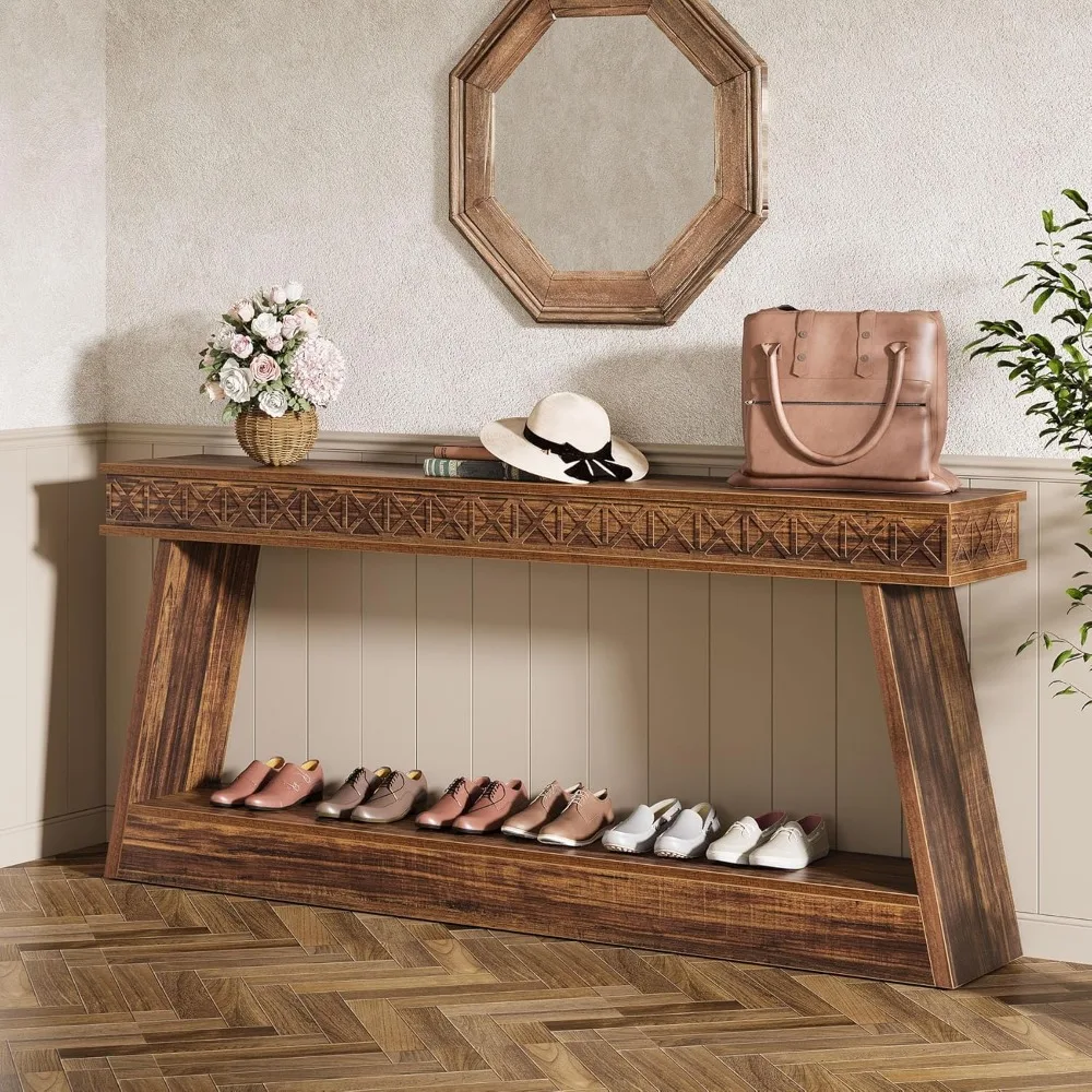 حامل تلفزيون للتلفزيون 55-80 بوصة، مركز ترفيه 70.87 مع أرفف تخزين مفتوحة، وحدة تحكم تلفزيون وسائط المزرعة