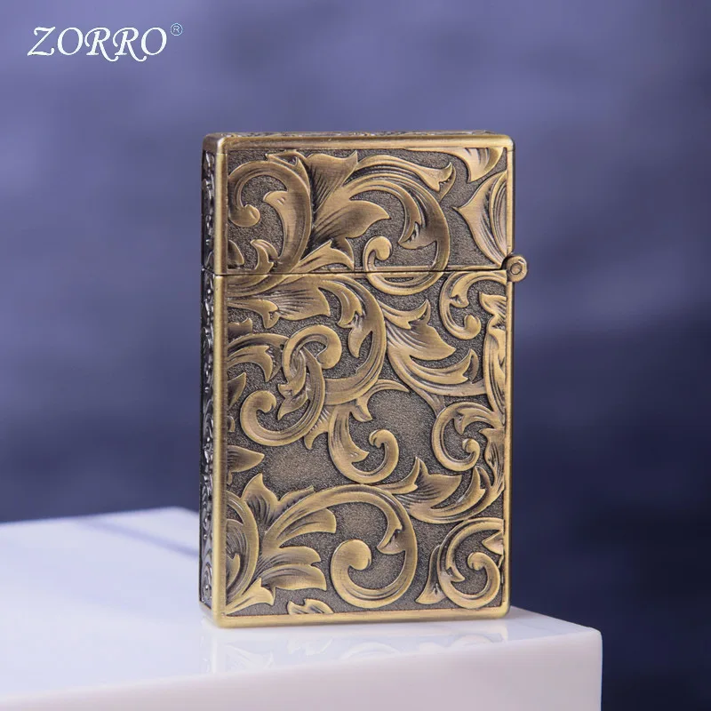 ZORRO Lighter Relief Retro Luminous Grinding Wheel Windproof Machine Gift Z830 Luminous Bronze Lion Dance