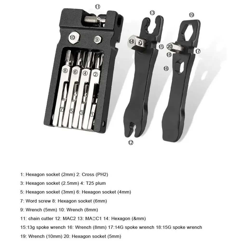 

Многофункциональный комбинированный инструмент 20 в 1, складная шестигранная отвертка с шестигранными спицами, портативная отвертка, ключ для горного велосипеда