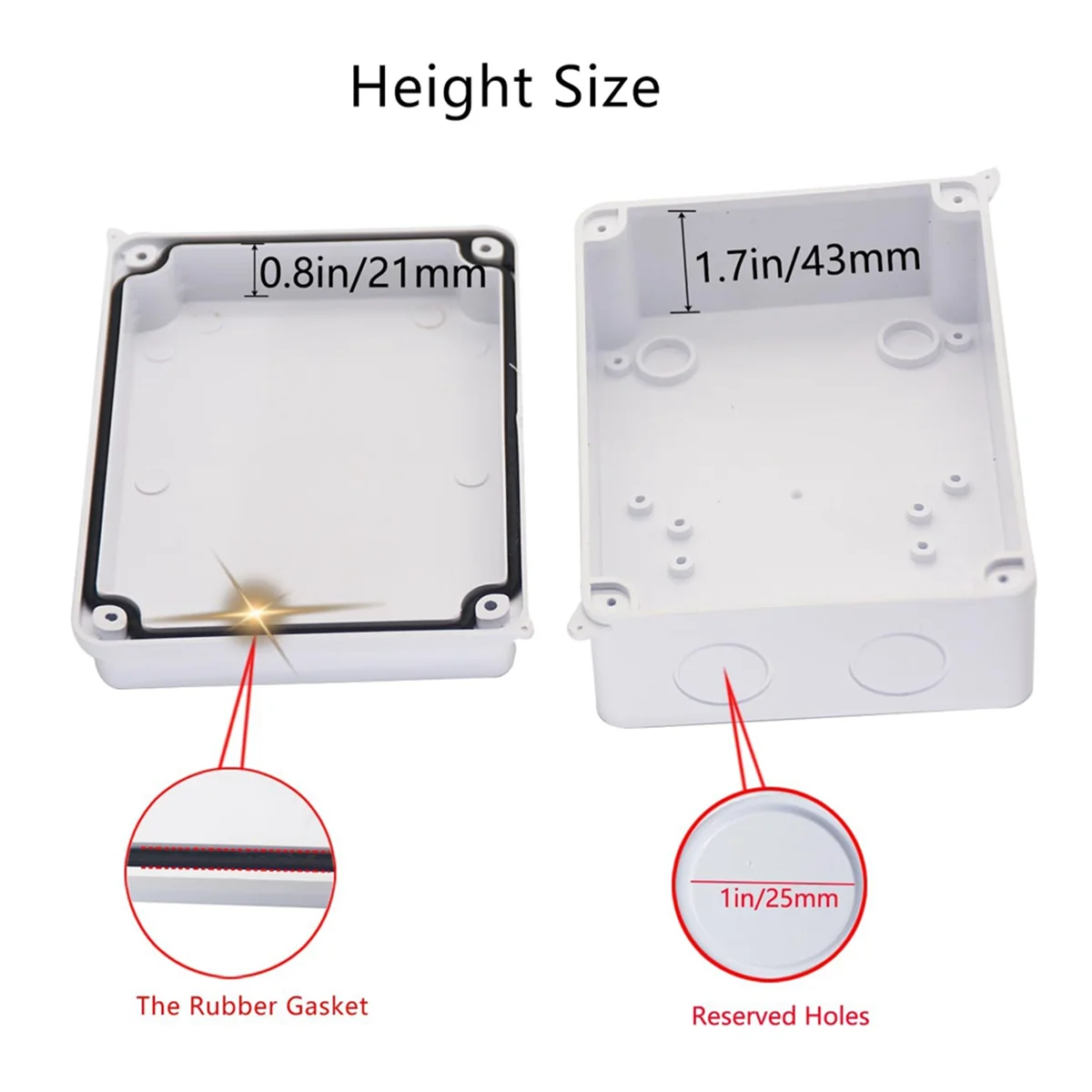 

New Electrical Box, Outdoor Waterproof Box IP65 Junction Box with Reserved Holes,Project Box Power Cord Enclosure White