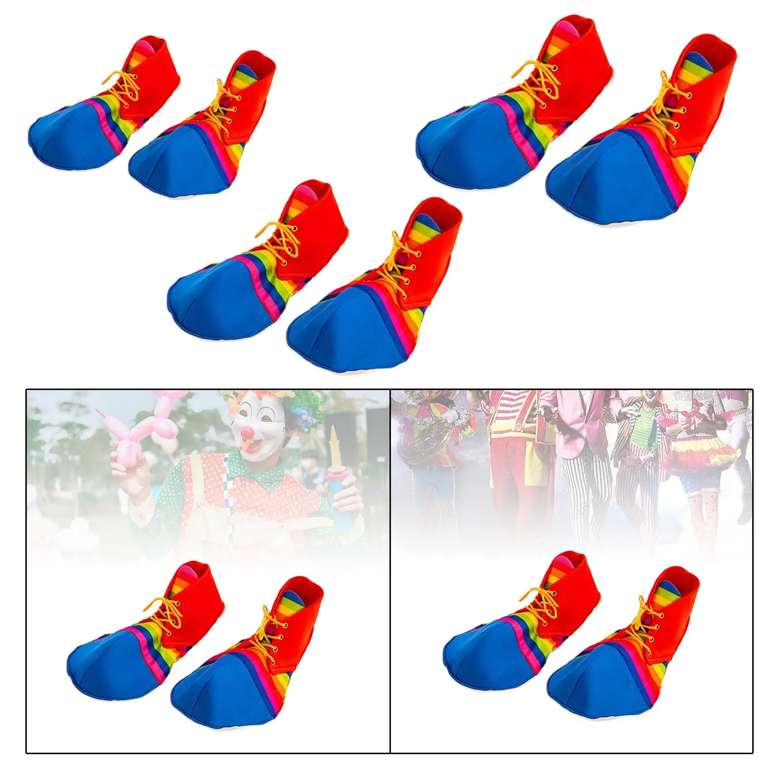레인보우 광대 신발 여러 가지 빛깔의 줄무늬 크리스마스 장식 휴일 파티를위한 코스프레 신발 할로윈 카니발 어린이