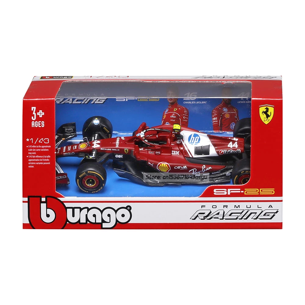 Bburago 1:43 2025 Ferrari SF25 #16 Charles Leclerc #44 Lewis Hamilton Alloy Luxury Die Casting Car Model Toy Series - view 6