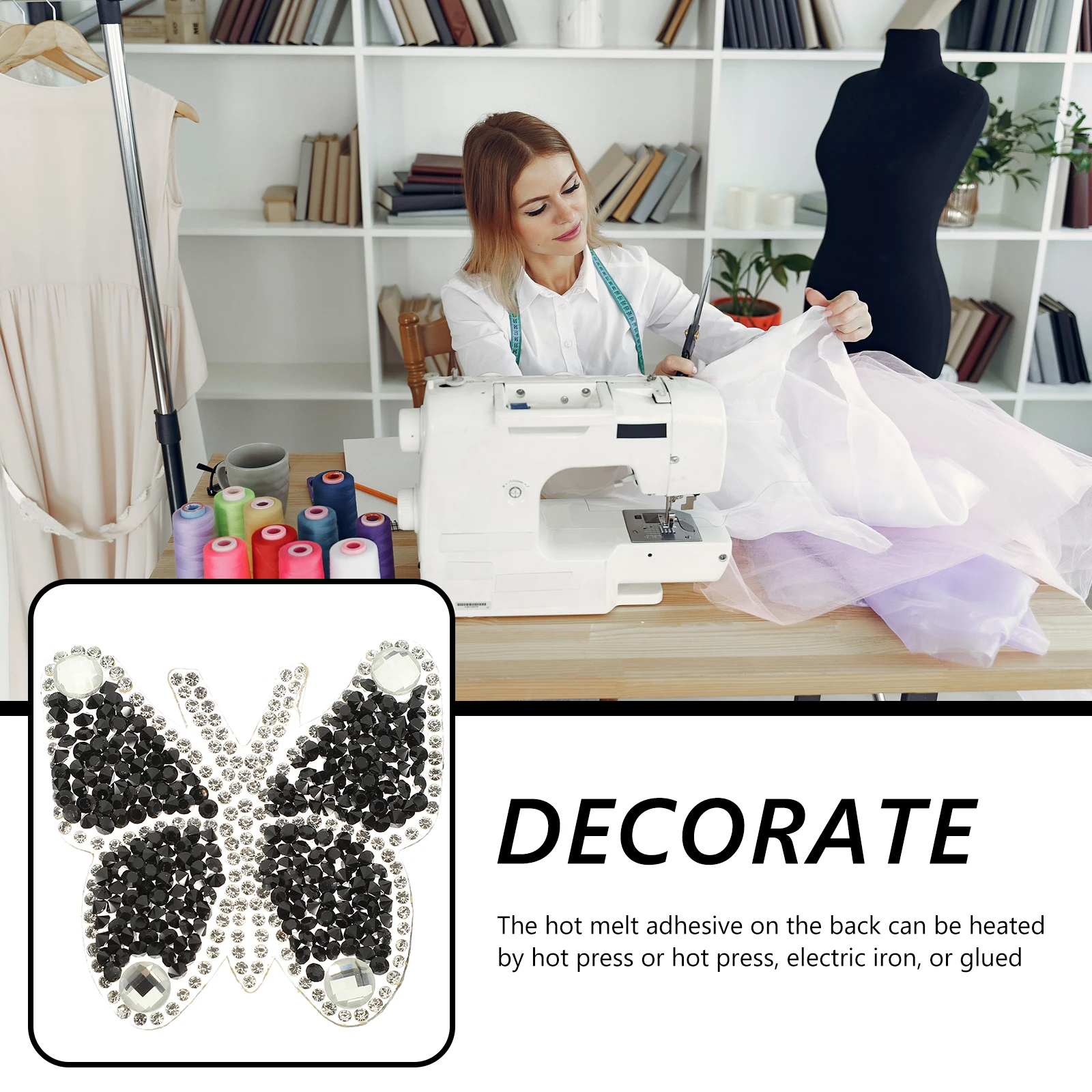 

10pcs Diamond Hot Fix Rhinestone Embellishments Iron On Patches for Clothes Bags DIY Sewing Decorative Multi Function