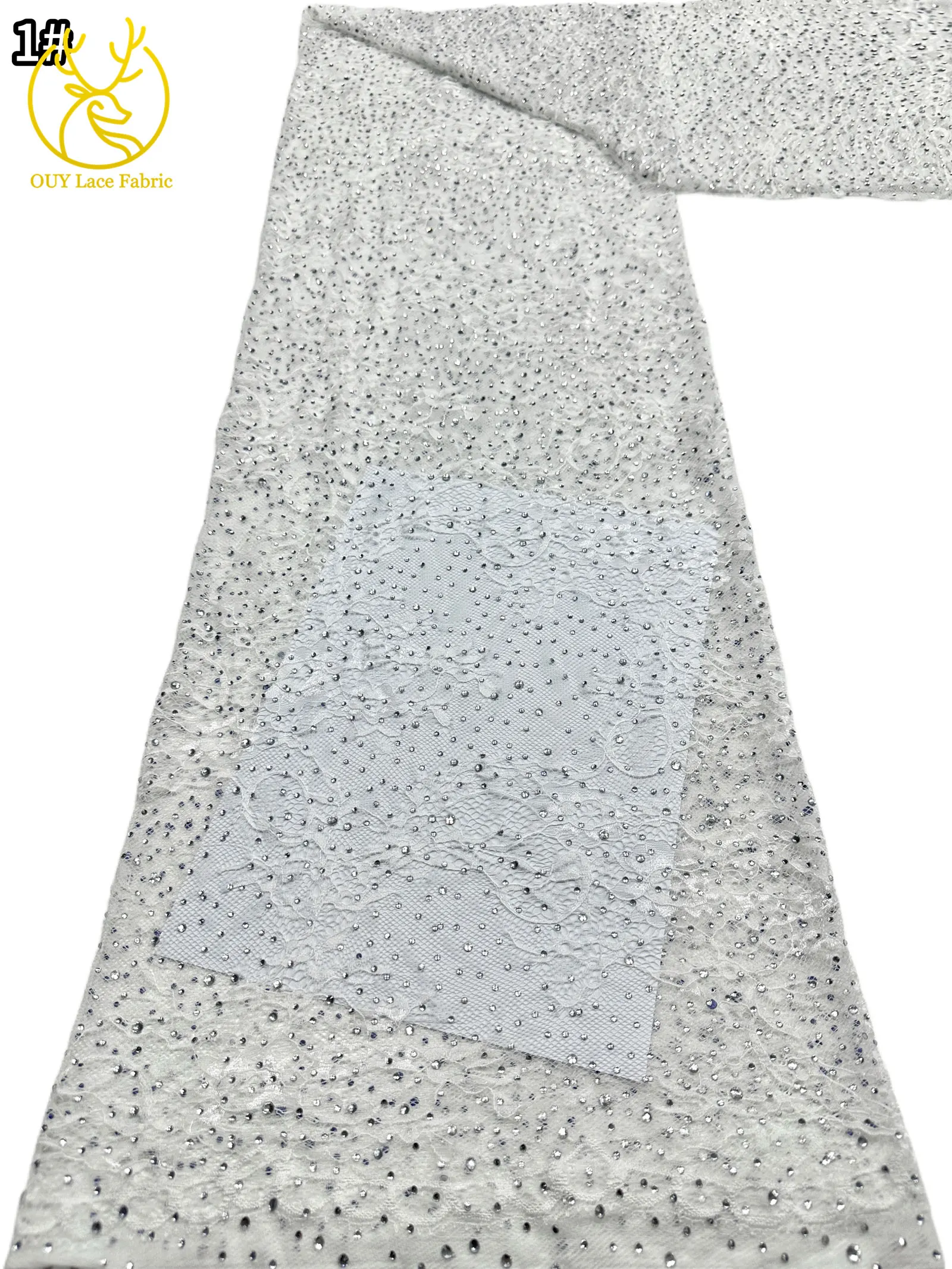 5 Yards französische Stickerei-Tüll-Diamantspitze, nigerianische afrikanische Pailletten-Perlen-Spitze für Damen, Partykleid, Hochzeitskleid, Nähen – Detail 11