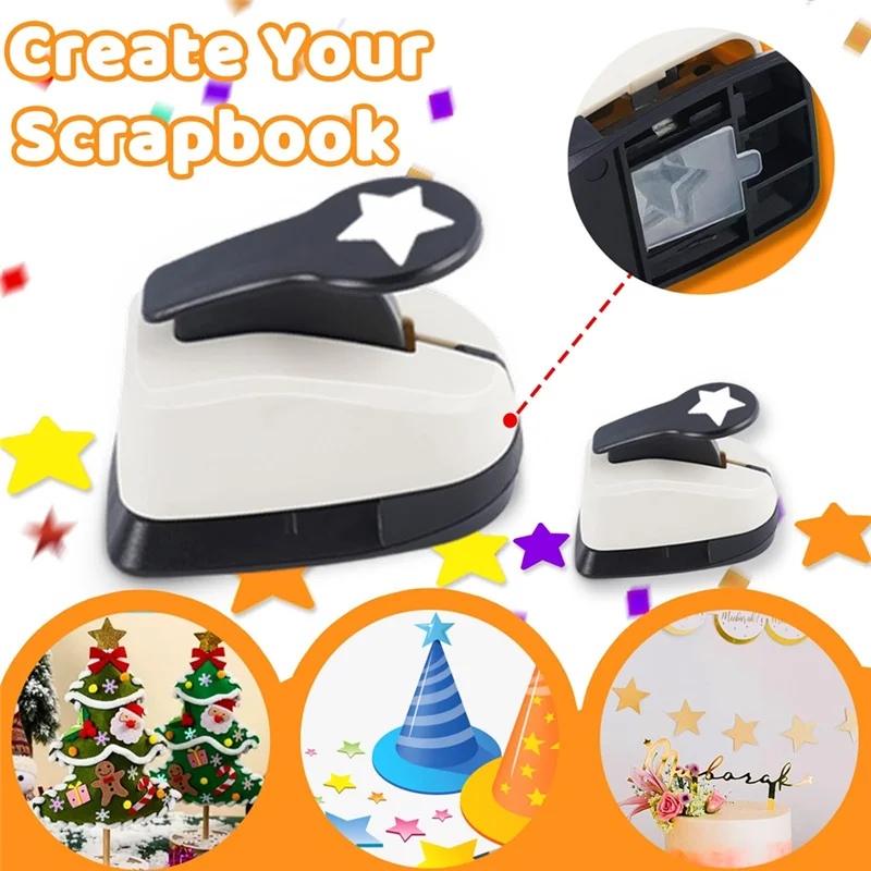 Upgraded 3Pcs Star Hole Punch, Star Punch, Star Paper Punch, Star Hole Puncher, Star Puncher For Crafts, Paper Punch For Craftin